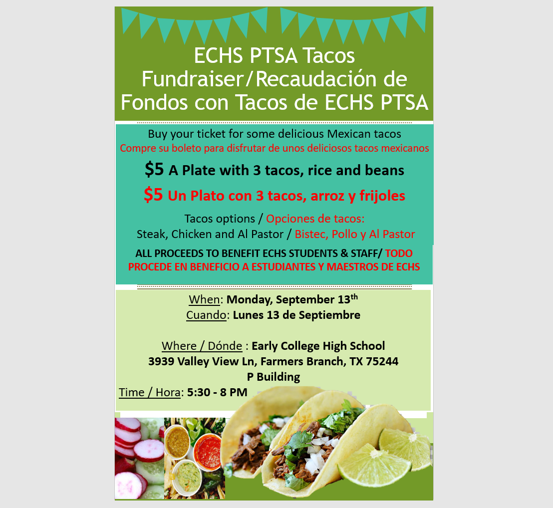 Tacos Fundraiser Post Details Page Early College High
