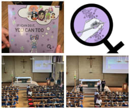 Young Enterprise - Ladywrite present book in Prep Assembly