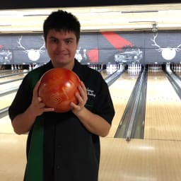 Boy with bowling ball