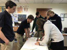 Students working on a project together