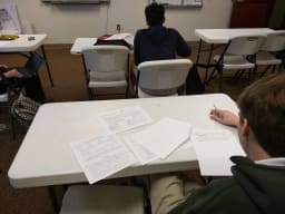 Student editing a paper