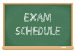 Exam Schedule written on a chalk board