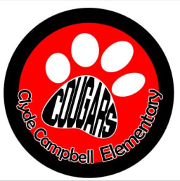 clyde campbell cougars logo with cougar paw print