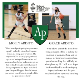 Austin Prep girls athletics celebration graphic