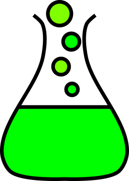 A laboratory beaker with a green liquid, emphasizing its color and the beaker's transparent material.