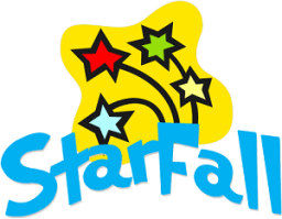 Colorful stars surrounding the Starfall logo, creating a playful and engaging design.