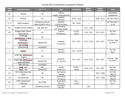 Assessment Calendars for Schools - Madison Metropolitan School District
