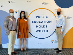 Pictured l-r: Eanes ISD Superintendent Dr. Tom Leonard, Chief Learning Officer Susan Fambrough, Deputy Superintendent Dr. Jef
