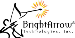BrightArrow logo: black lettering on white background