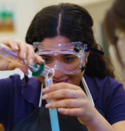 SJP student in science lab