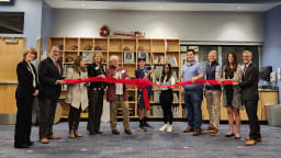 Photo of students cutting the ribbon at the Skyview and Canyon Creek event on Oct. 18, 2022