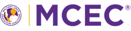 The logo of MCEC presented in a combination of purple and white.