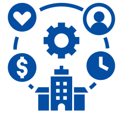 gear icon with money time people