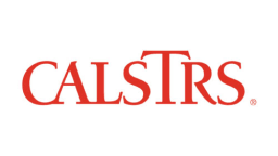 The image displays the red and white logo for Calstrs, which appears to be a company or organization…