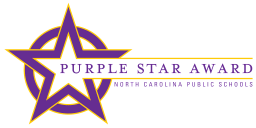 A purple star inside a purple circle indicating the award of the Purple Star Award