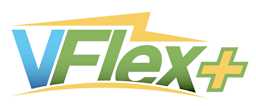 VFlex+ Logo with Lightning Bolts