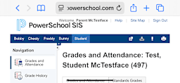 Horizontal view of the Powerschool website after logging in.