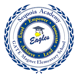 The blue, yellow, and white eagle Sequoia Academy logo.