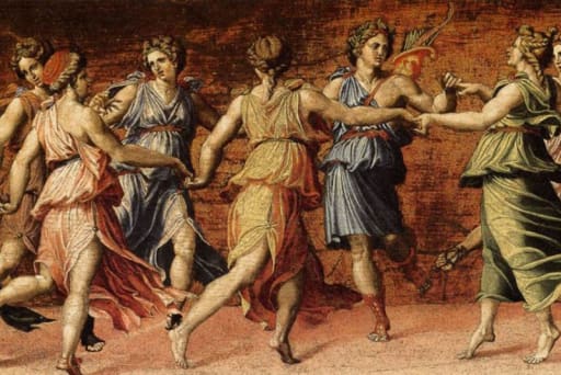A Painting of Greek Gods Dancing