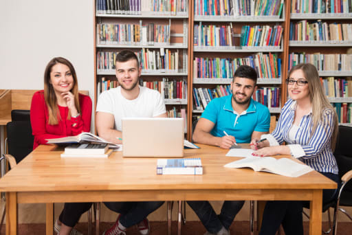 Students research in library