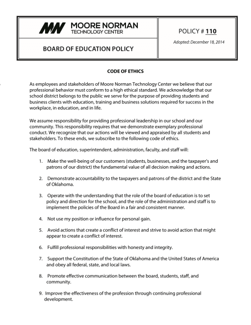 Code Of Ethics Mntc News Success Blogs