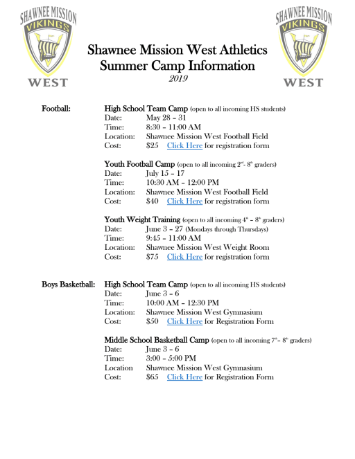 Summer Camps Shawnee Mission West High School