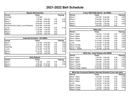 Calendar Mesa Ridge Hs