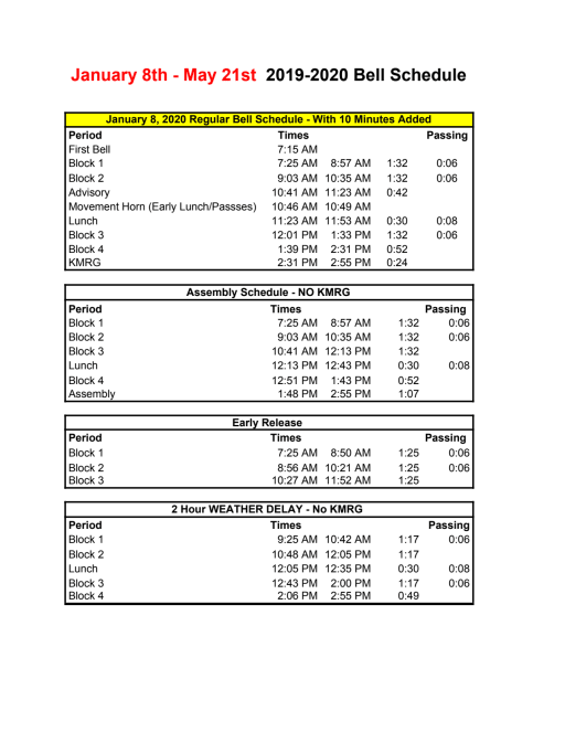 Calendar Mesa Ridge Hs