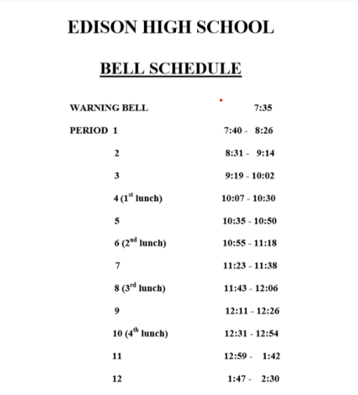 evans high school bell schedule