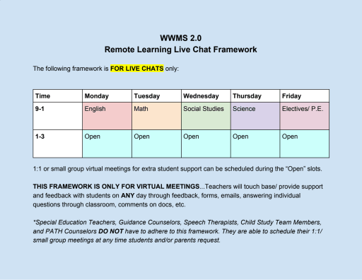 Live Chat Framework Woodrow Wilson Middle School