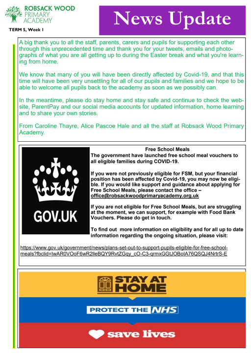 Academy Newsletter Term 5 Week 1 Newsletter Details Robsack Wood Primary Academy