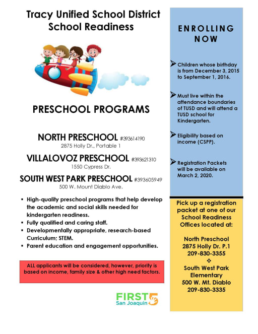 Preschool Tracy Unified School District