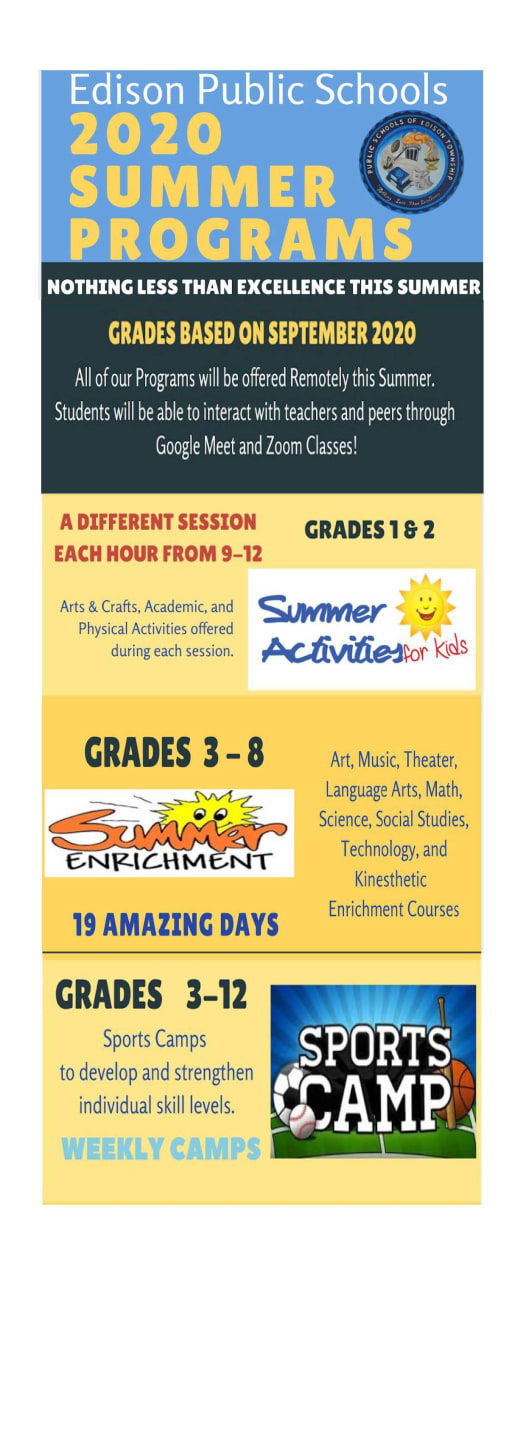 Summer Programs Public Schools Of Edison Township
