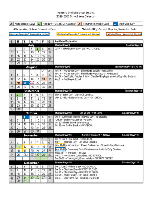 Calendars Foothill Technology High School