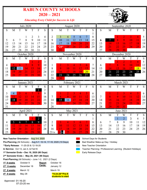 School Year Calendar Rabun County Schools