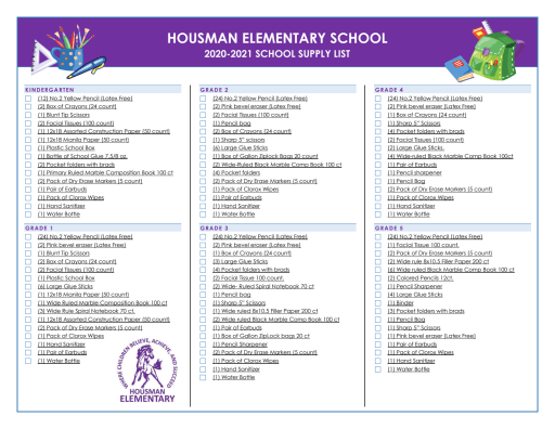 School Supplies List » Juanita Elementary PTA
