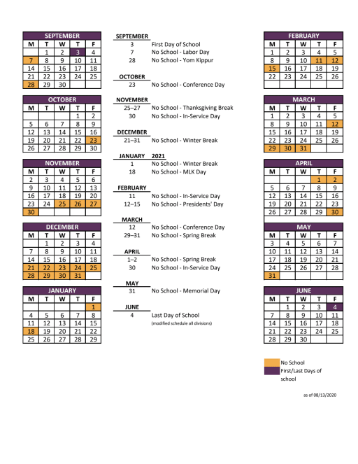 All School Calendar Winchester Thurston School