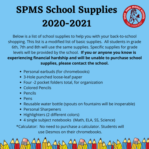School Supply List 21 Sage Park Middle School
