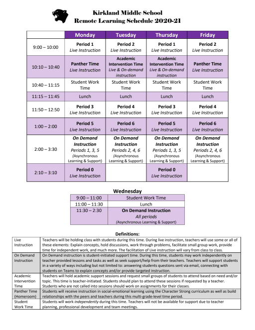Schedules Kirkland Middle School Works great as a desktop calendar that includes cw. schedules kirkland middle school