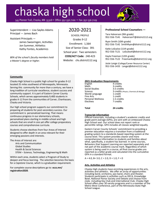 Chaska High School Calendar