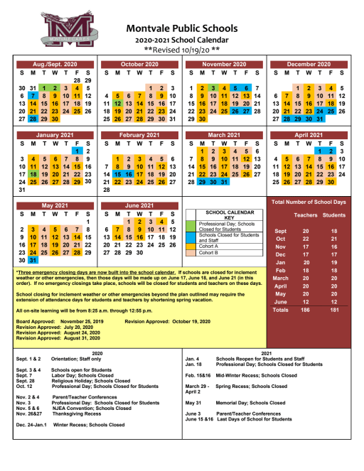montclair public schools calendar 2021 22