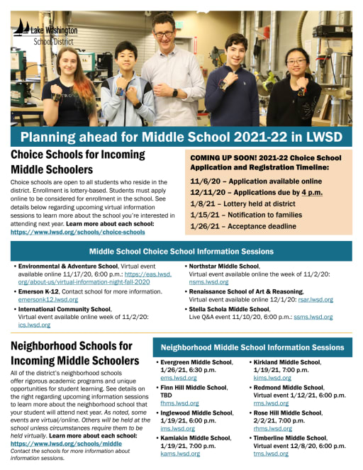 Middle Schools Lake Washington School District It allow change of map scale; middle schools lake washington school