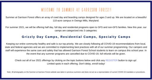 Summer Programs 2021 Garrison Forest School