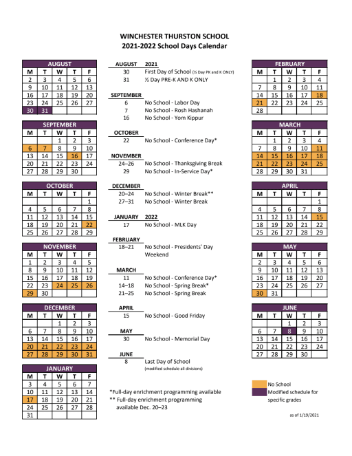 Pitt 2022 23 Academic Calendar All School Calendar | Winchester Thurston School