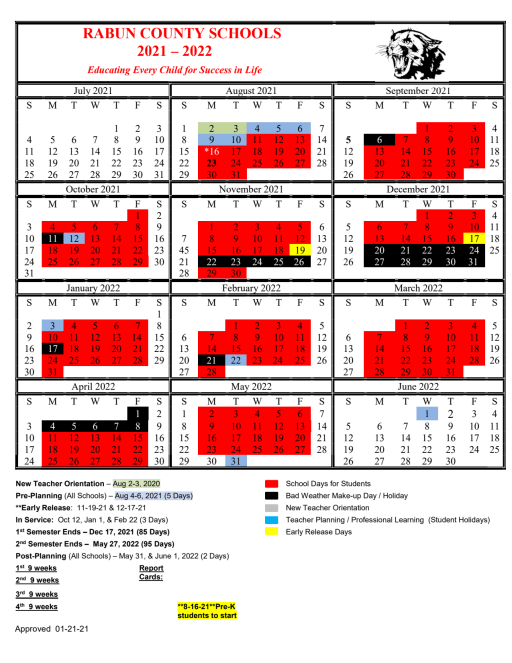 Georgia State 2022 Calendar School Year Calendar - Rabun County Schools