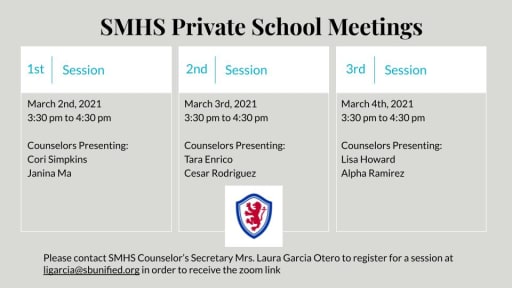 21-22 Private School Meeting Information - San Marcos High School