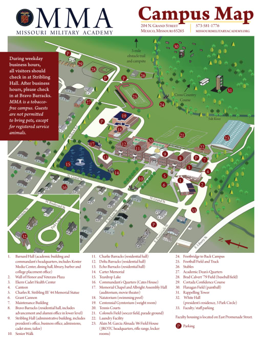 Dean College Campus Map Campus Map - Missouri Military Academy, Boys Boarding School