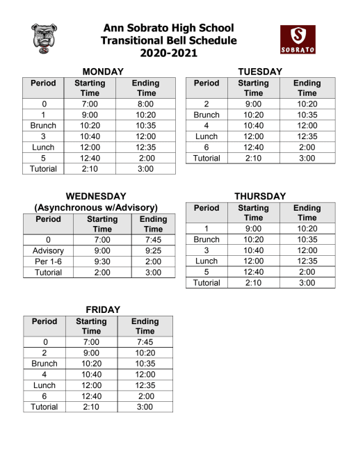 Bell Schedules Sobrato High School Sobrato High School Calendar