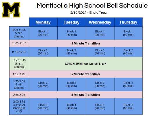 Monticello High School Calendar