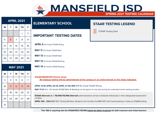 Spring 2021 Assessments Mansfield Independent School District